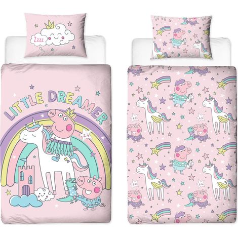Housse de Couette pour lit bébé Parure de lit réversible Double Face pour Enfant avec taie d'oreiller Assortie (1/5)