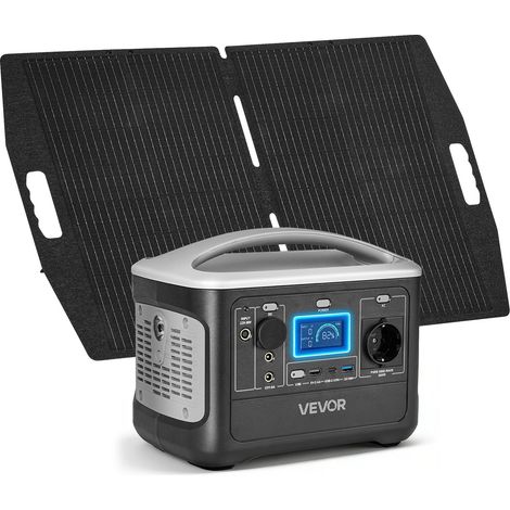 Station Électrique Portable 600 W Générateur Solaire Portable Panneau Solaire 100 W Batterie Secours LiFePO4 493 Wh pour Urgence Domestique, Camping, Voyage Camping-car, avec 7 Ports de Sortie (1/5)