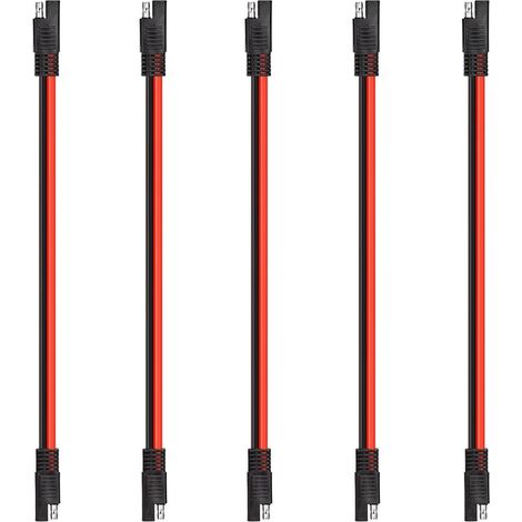 Lot de 5 Cable D'Extension SAE vers SAE 10AWG Câble de Connexion Câble-d'extension Faisceau 33CM Bouchon de Rallonge de Connecteur Automobile à Alimentation