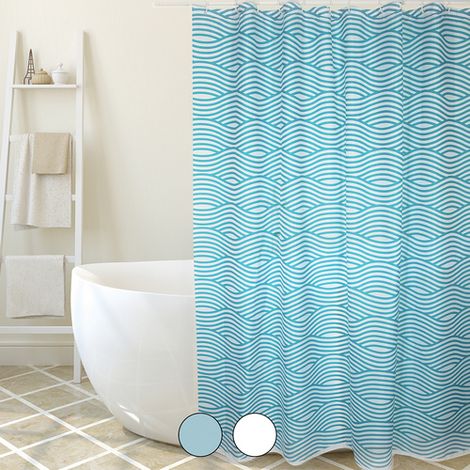 TENDA PER DOCCIA IN TESSUTO POLIESTERE WAVE- cm 180x200 Bianco- SPIRE- pezzi 1