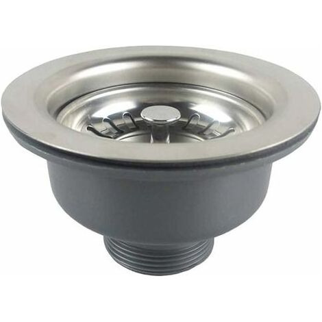 Bonde évier sans trop plein – Panier inox 114 mm – Acier inoxydable – Finition satinée anti-rayures – Compatible éviers en granit et céramique (1/5)