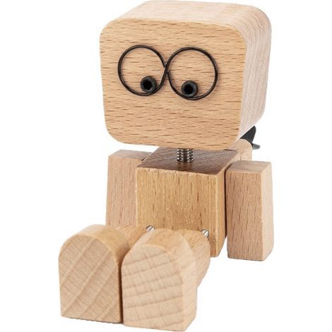 Figurine En Bois - Figurine Décor Tableau De Bord Avec Pieds Oscillants Et 12 Visages Magnétiques - Accessoire Voiture Et Bureau - Lot De 1 (1/5)