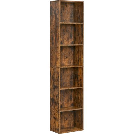 Vasagle – Bibliothèque 6 niveaux en aggloméré marron rustique – Dimensions 24 x 40 x 178,5 cm – Étagères réglables pour rangement optimal