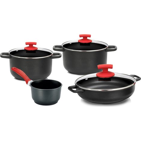 Batteria di Pentole 7 Pezzi in Alluminio Pressofuso Antiaderente Olympia Love