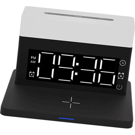 Lampe de table N65 15W avec chargeur sans fil multifonctionnel, réveil et chargeur rapide 6 en 1 pour iOS et Huawei (noir) (1/5)