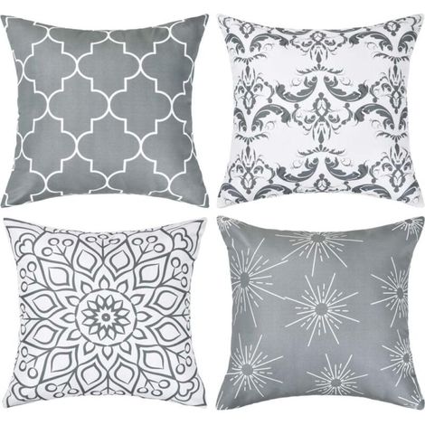Ein Set aus 4 Kissenbezügen, 45 x 45 cm, Kissenbezüge für Sofas, geeignet für Sofas und Schlafzimmer, grau
