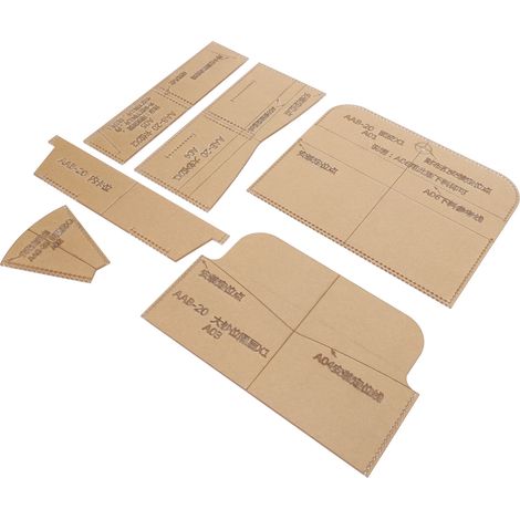 Gabarit en acrylique (6 pièces) pour portefeuille long, outil de moulage et de création de patrons en cuir faits main.