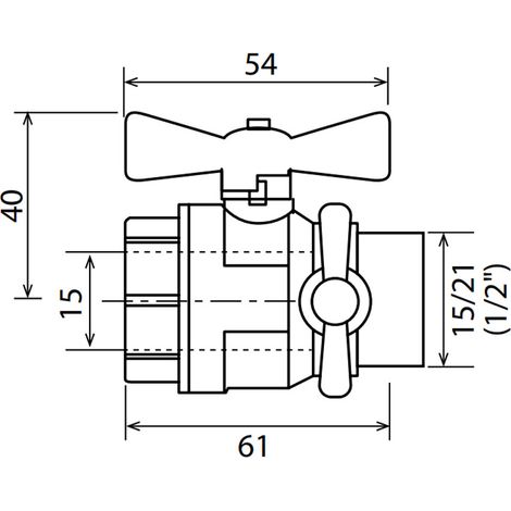 Vanne à sphère PN30 Passage intégral ACS Papillon rouge M/F à purge 1/2'(15x21) SOMATHERM (1/7)