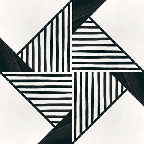 Aelle - Carrelage sol / mur effet ciment 20x20 cm CAPRICE DECO ORIGAMI B&W - Vendu par boîte de 1 m² (1/5)
