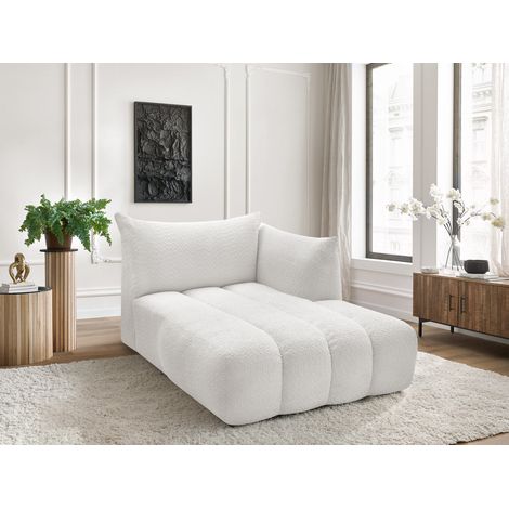 BOBOCHIC - Méridienne pour canapé modulable AZRA tissu bouclette Angle droit Blanc