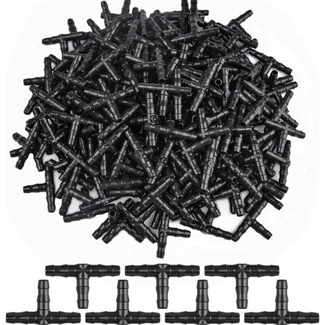 EASYCOMFORT 300 pcs Connecteur T 3 Voies Barbelé pour Tuyau d'Arrosage Goutte-à-Goutte 4/7 mm Raccord Té Irrigation (1/5)