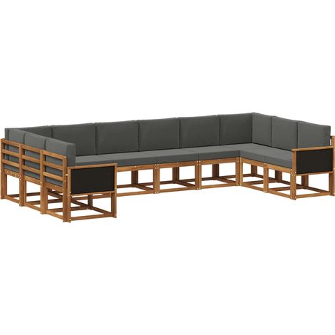Conjunto de sofás de exterior 10 pcs Natural y Antracita vidaXL (1/5)