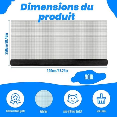 Mosquito Net for Windows 120 x 250 cm Black (1/4)