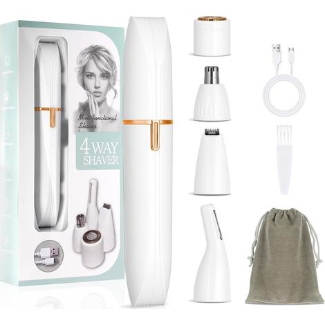 TrAdE Shop Traesio - Rasoio Elettrico Donna 4 In 1 Indolore Ricaricabile Portatile Depilatore Per Viso Corpo - (1/5)