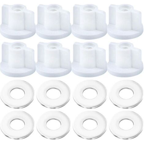 8PCS Ecrous Arrière pour Siège, Ecrous à Vis pour Abattant de 6 mm en Plastique Fixation Inférieure de Remplacement Accessoires Siège Toilette Robustes un Montage et Une Fixation Faciles(M6 filetage) (1/5)