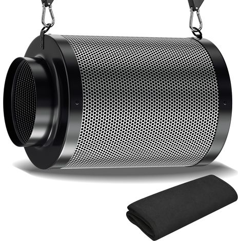 TolleTour Filtro de carbón activo 150400mm, filtro carbono antiolor para grow box extractor aire con prefiltro (1/5)
