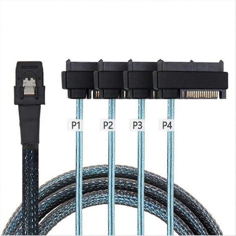Mini-SAS-SFF-8087 auf 4 SFF-8482 Server-Array-Karte Festplatten-Datenkabel SATA-Stromkabel 1 m (1/5)