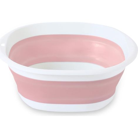 Bassine Pliable, Bassine Retractable de Lavage Ronde Multifonction pour Voyage, Camping, Salle de Bain et Cuisine (31cm Rose)
