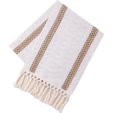 Chemin de table en macramé, toile de jute naturelle tissée, style bohème, à pompons, pour mariage ou enterrement de vie de jeune fille. (1/5)