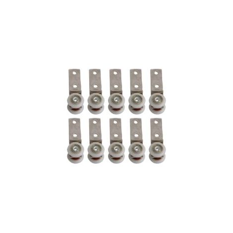 6,5 x 1,9 cm Coude de conduit en métal Roulement Bloc de poulie avec deux Plastique de roue pour porte coulissante fenêtre Cabinet (1/4)