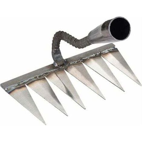 Rastrillo metálico para jardinería y deshierbe: robusto rastrillo metálico de púas para quitar rastrojos, desherbar, rastrillar superficies, retirar rocas y grava, rastrillo universal para cultivadore