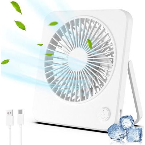 Ventilador USB Mini Ventilador Silencioso 3 Velocidades Ventilador de Mesa Ventilador USB Ventilador de Escritorio Oficina Hogar Dormitori，Blanco (1/4)