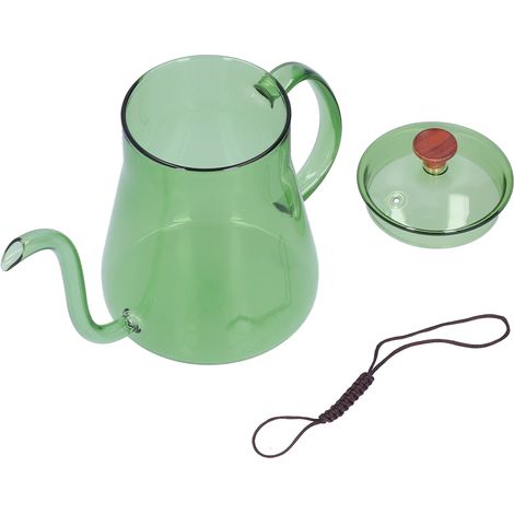Kaffeekessel aus Glas, 600 ml, Filterkaffeekessel mit langem Ausguss, für die Küche, Grün (1/5)