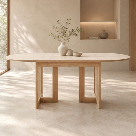 Ausziehbarer Esstisch 120/160 x 80 cm, für 6–8 Personen, MDF, Eichenoptik (1/5)