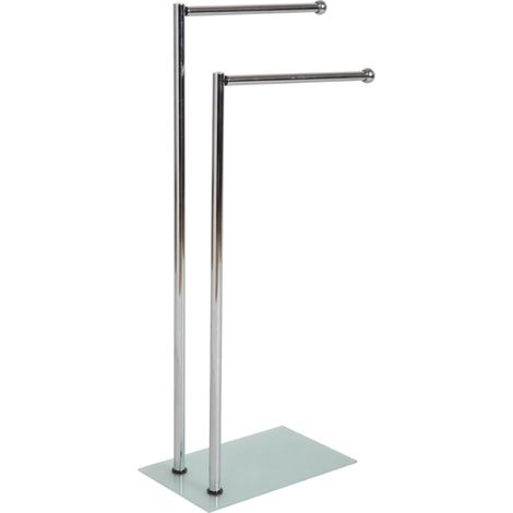 porta asciugamani in metallo con base in vetro, 36x20x80 cm.