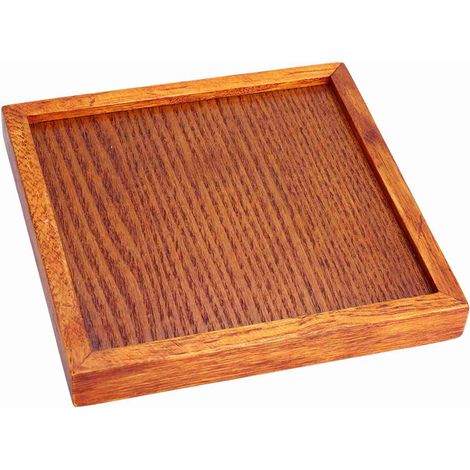 Kleines, tragbares, quadratisches Serviertablett aus Massivholz für Tee, Kaffee, Snacks und zum Essen (18 x 18 x 2 cm) (1/5)
