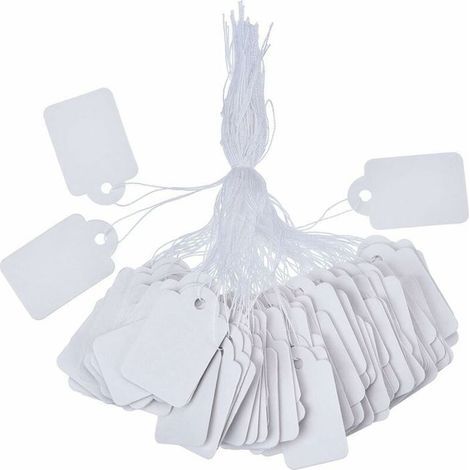 HONORNIC - Pack of 500 (3x4.8cm) white marking tags, price tags, display tags with string (1/5)