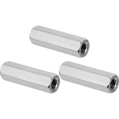 1/4"-20 UNC Ecrou Hexagonal en Acier Inoxydable 304, 3Pcs 40mm Longueur Écrous de Raccordement Hexagonaux Raccord à Tige Filetée Demi-Filetée, Goujon de Fixation, Argenté (1/5)