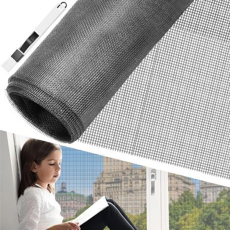 100 250cm Moustiquaire sur Mesure en Fibre de Verre Ignifuge Grand Store Toile Filet Voile Film Moustiquaire Plissée Adaptable Rigide Anti Moustique Mouche Insecte pour Porte Fenêtre Baie (1/5)