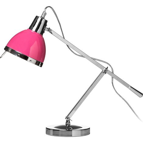 Premier Housewares Hot Pink Shade Chrome Table Lamp (1/5)