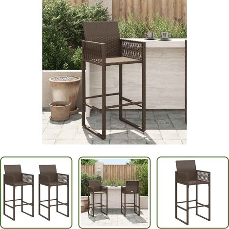Chaise de jardin - Tabourets de bar de jardin lot de 2 marron résine tressée (1/5)