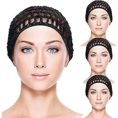Lot de 4 filets à cheveux en crochet, bonnet en maille, filet à cheveux en maille crochetée, snood tricoté, filet à cheveux en maille crochetée (1/5)