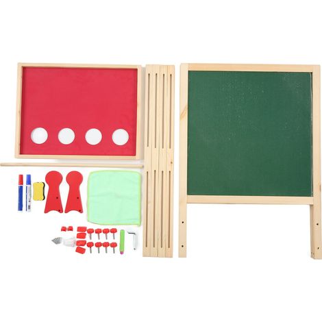Chevalet enfant en bois épais, type support 4 couches, tableau dessin sans poussière réglable en hauteur, chevalet d'art pour enfants (1/5)