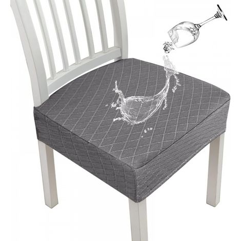 Lot de 6 housses de chaise de salle à manger extensibles en maille diamantée gris clair 35 x 35 x 5 cm (1/5)