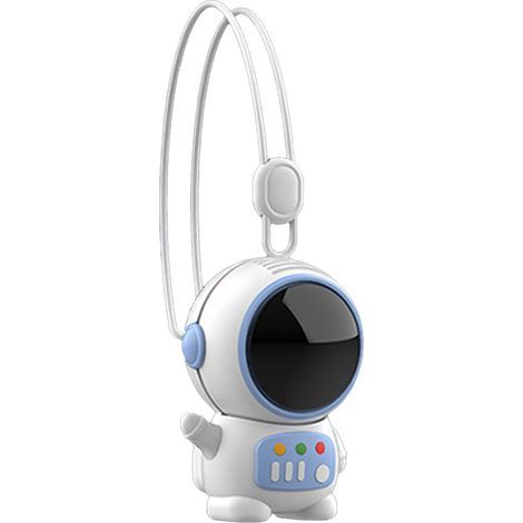 Portable Bladeless Neck Fan – Mini Blue Astronaut-Shaped USB Rechargeable Fan, 2 Speeds (1/5)