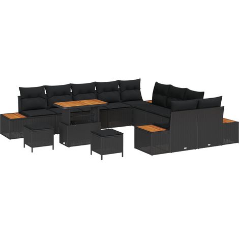 Ensemble de canapé de jardin 13 pc Noir polyrotin vidaXL (1/5)