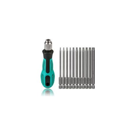 Torx-Schraubendreher-Set T6-T40, 12-teilig, 100 mm lang, magnetisches Torx-Bit-Set mit T30 und Griff, 1/4-Zoll-Sechskantschaft, Elektrowerkzeuge für Akkuschrauber, T20- und T25-Schraubendreher – Crezu