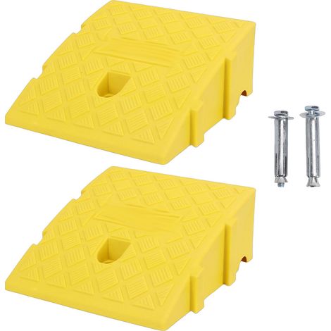 2 pièces rampe de bordure 11 cm de hauteur forte capacité de charge voiture robuste portable pour moto vélos jaune (1/5)