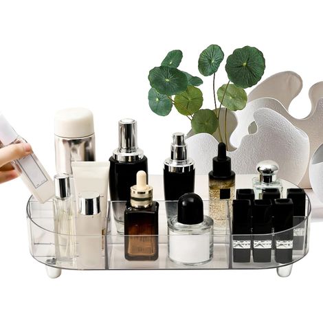 Organisateur de Maquillage pour Coiffeuse, Grande Capacité Transparent, Porte-Maquillage Organisateur De Bureau, Pour Salle De Bain Chambre Et Bureau Stylos Mascara Parfum (1/5)