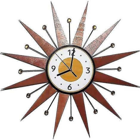 Grande horloge murale vintage – Design rétro imposant, mécanisme silencieux, pièce décorative classique pour salon ou cuisine, jaune soleil (1/5)