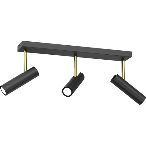 Plafonnier barre 3 spots noir/or GU10 Axion Luminex