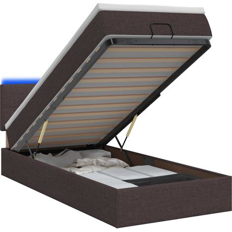 Maison Exclusive - Letto Ottomano con Materasso e LED Marrone Scuro 90 x 200 cm (1/5)