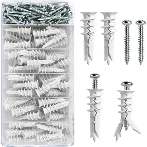 140 Pieces Insulation Dowels 41mm Plasterboard Dowels with 32mm Screws, Plasterboard Dowel Set, Plasterboard Dowels for Cavities for Gypsum Plasterboard, Concrete, Brick (1/5)