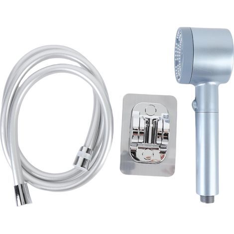 Kit de tuyau de suralimentation portatif pour pomme de douche haute pression, pour salle de bains, filtre intégré, argent (1/5)