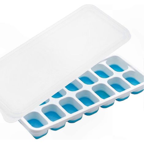 Stapelbare quadratische Eiswürfelform mit Deckel für die Küche, 2er-Set, BPA-freies Silikon, 15 Fächer, schnelles Einfrieren, platzsparende Aufbewahrung. (1/5)