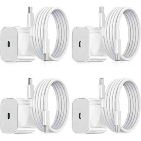Chargeur Samsung (lot de 4) - Chargeur rapide + câble de données 20 W Blanc, Taille unique (NT) (1/5)